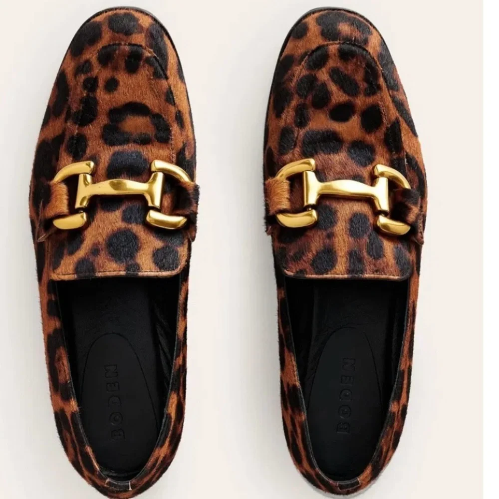 Boden Iris snaffle loafer leopard animal print size EU 37 US 6 new without box